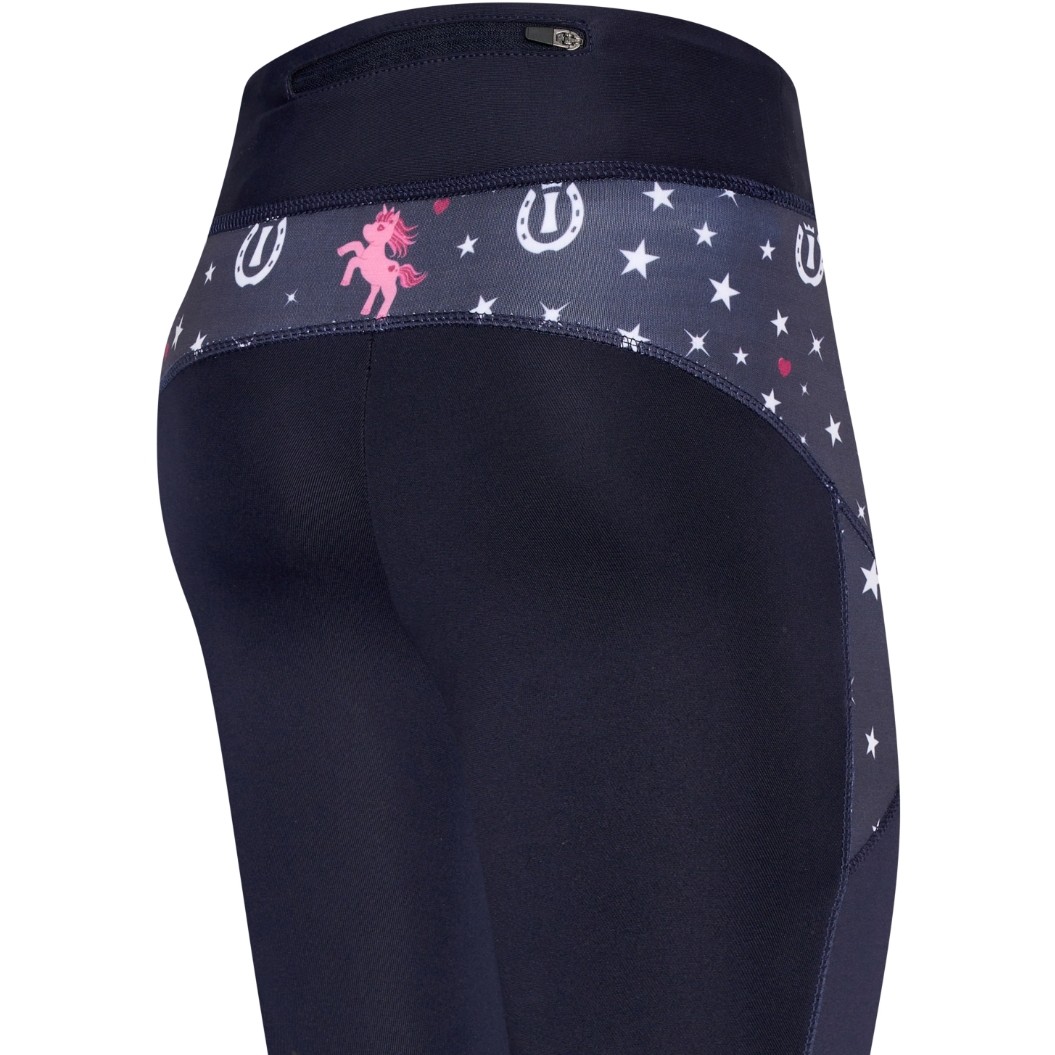 Kinder Reitleggings Silikon Kniebesatz IRHUnicorn Solid navy