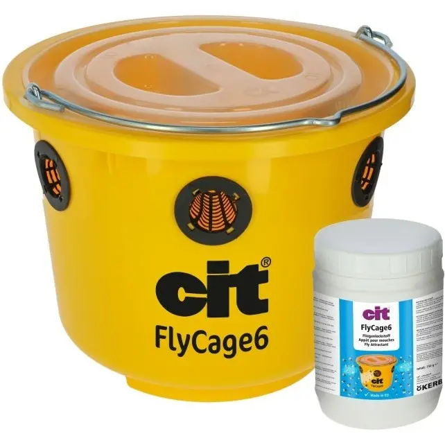 Fliegenfalle FlyCage6 mit Deckel + 6 Einsätze + 750g Lockstoff 