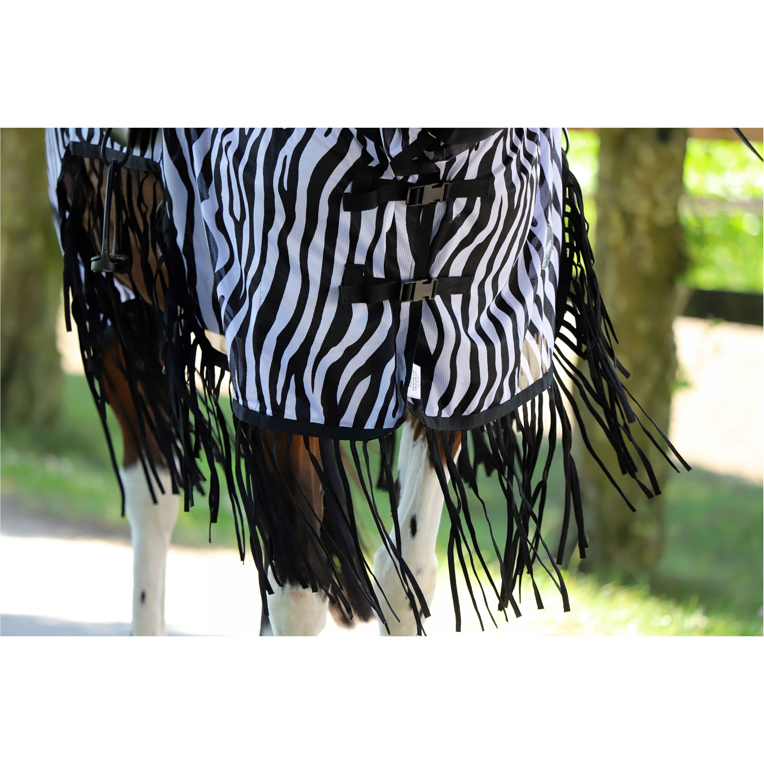 Fliegenausreitdecke mit Fransen ZEBRA schwarz/weiß