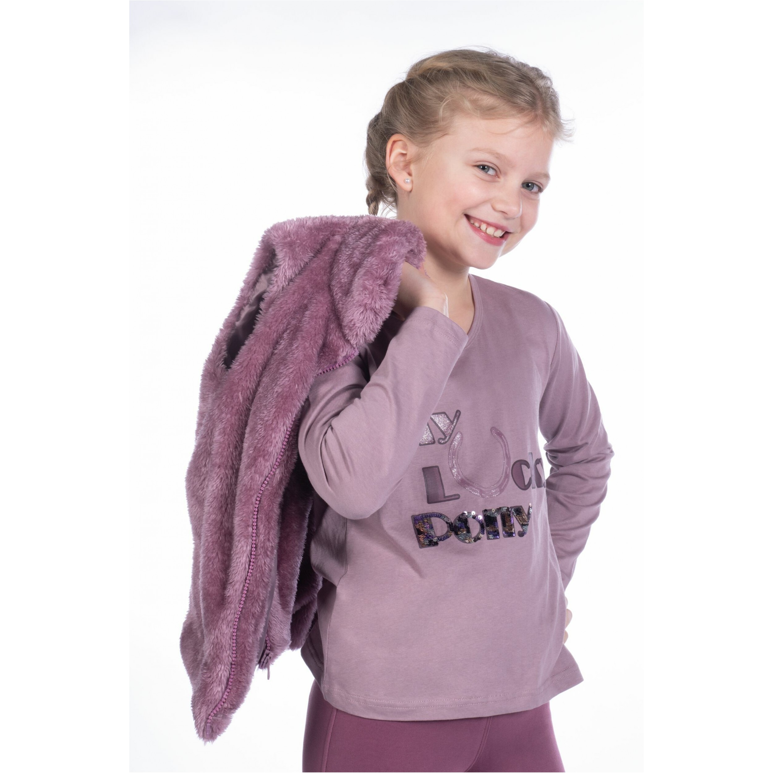 Winter Kinder Teddyweste ALVA lila