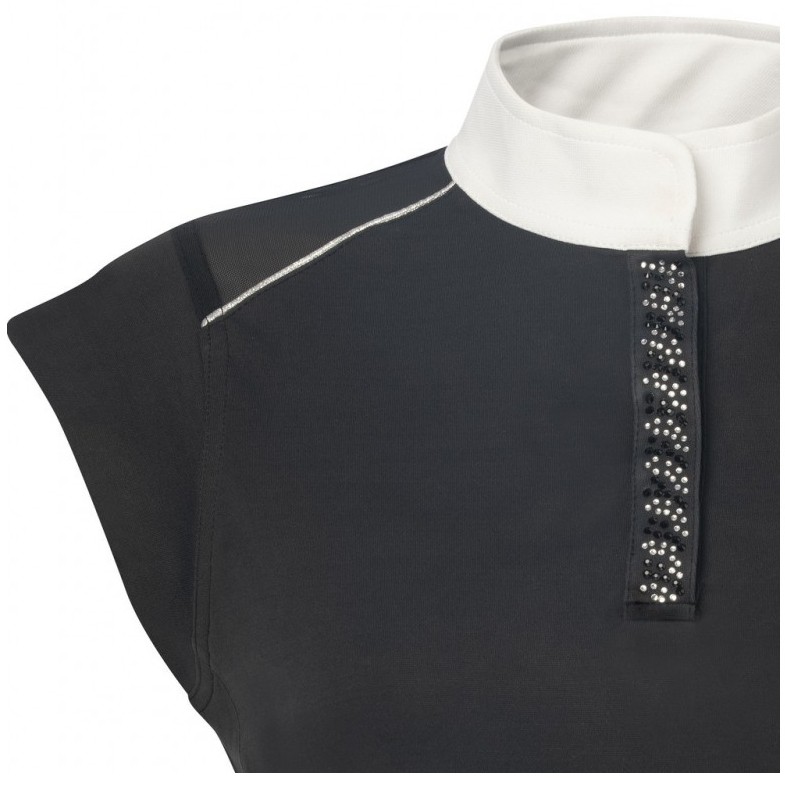 Damen Poloshirt mit Strass BRÜSSEL schwarz