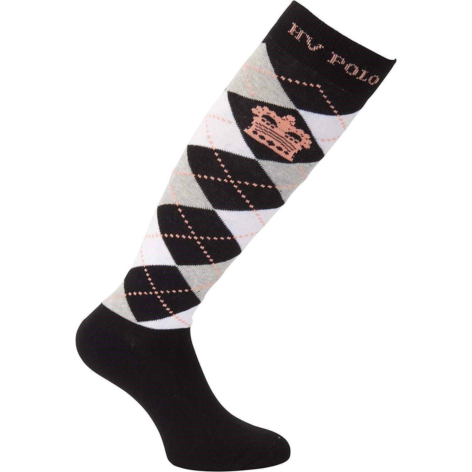 Damen Reitsocken HVPArgyle black/silvergrey melange/rose