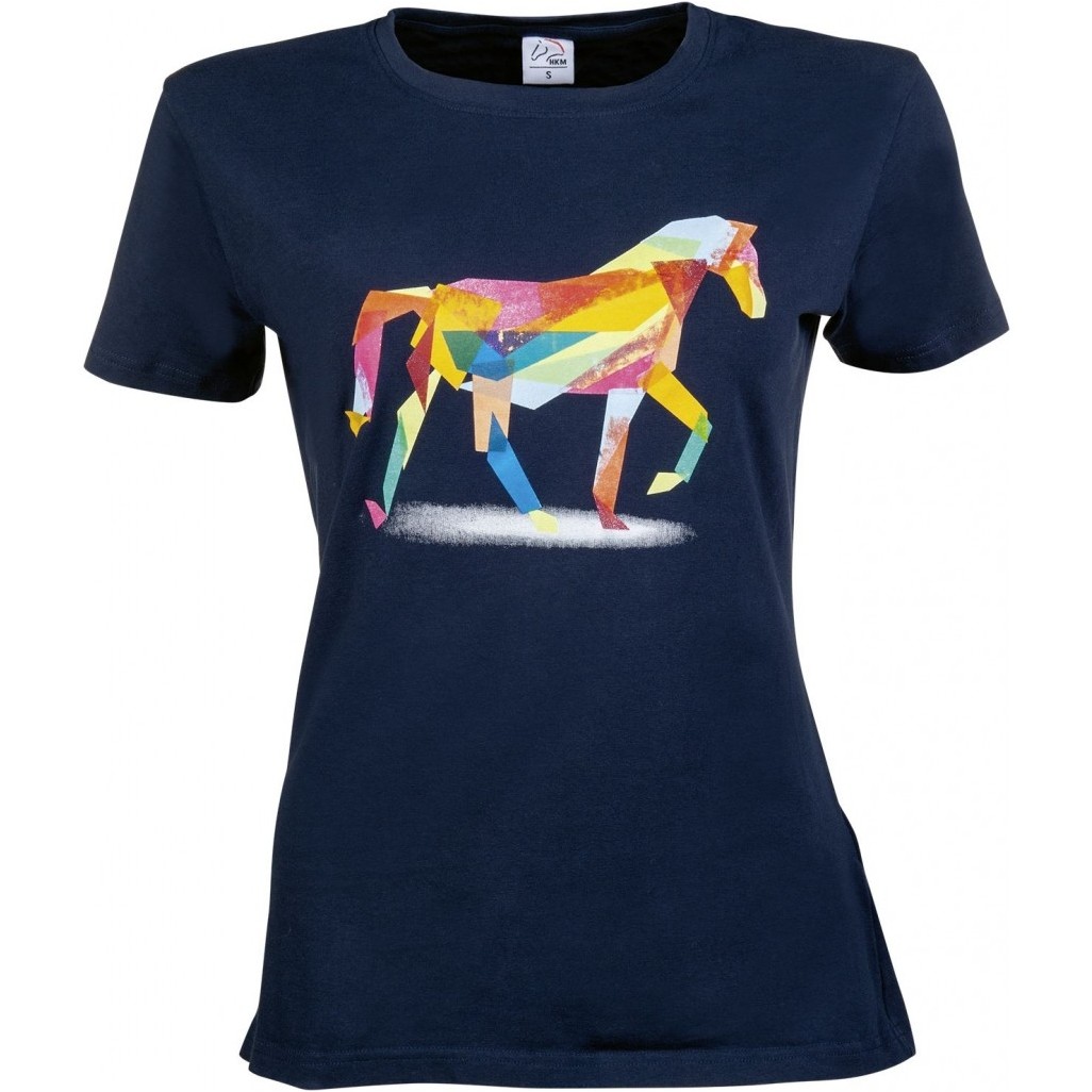 Damen T-Shirt COLOURFUL HORSE dunkelblau