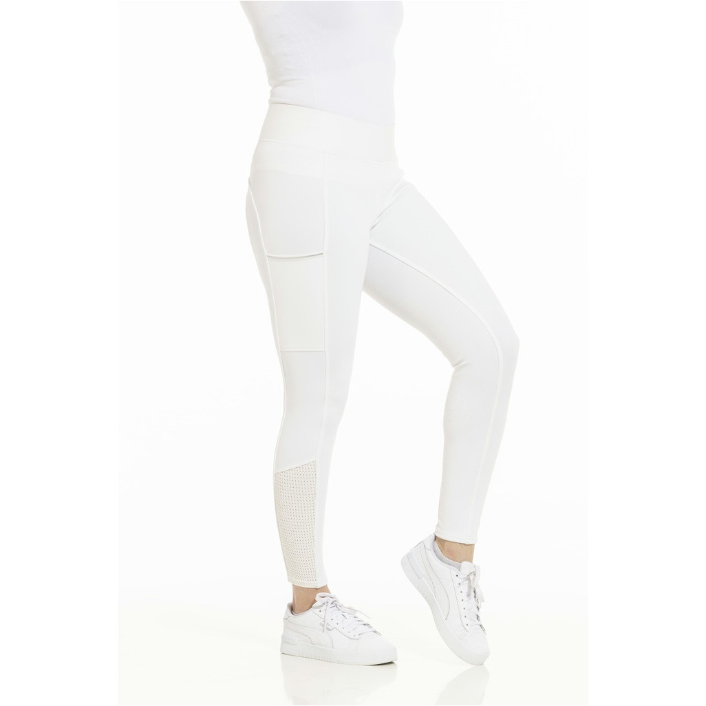 Sommer Damen Reitleggings Silikon Vollbesatz BRIGITTE Mesh weiß