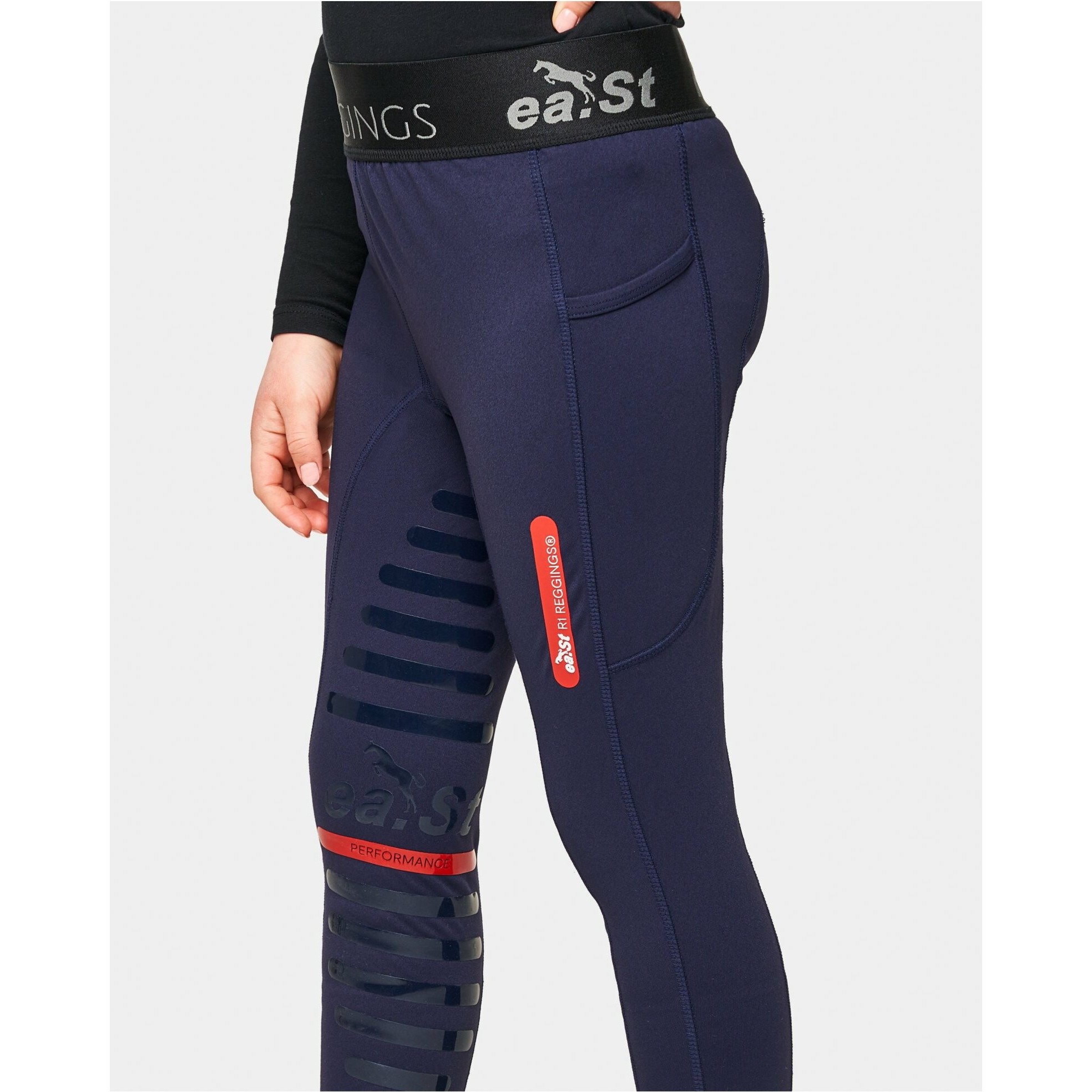 Kinder Reitleggings Silikon Halbbesatz REGGINGS R1 midnight blue