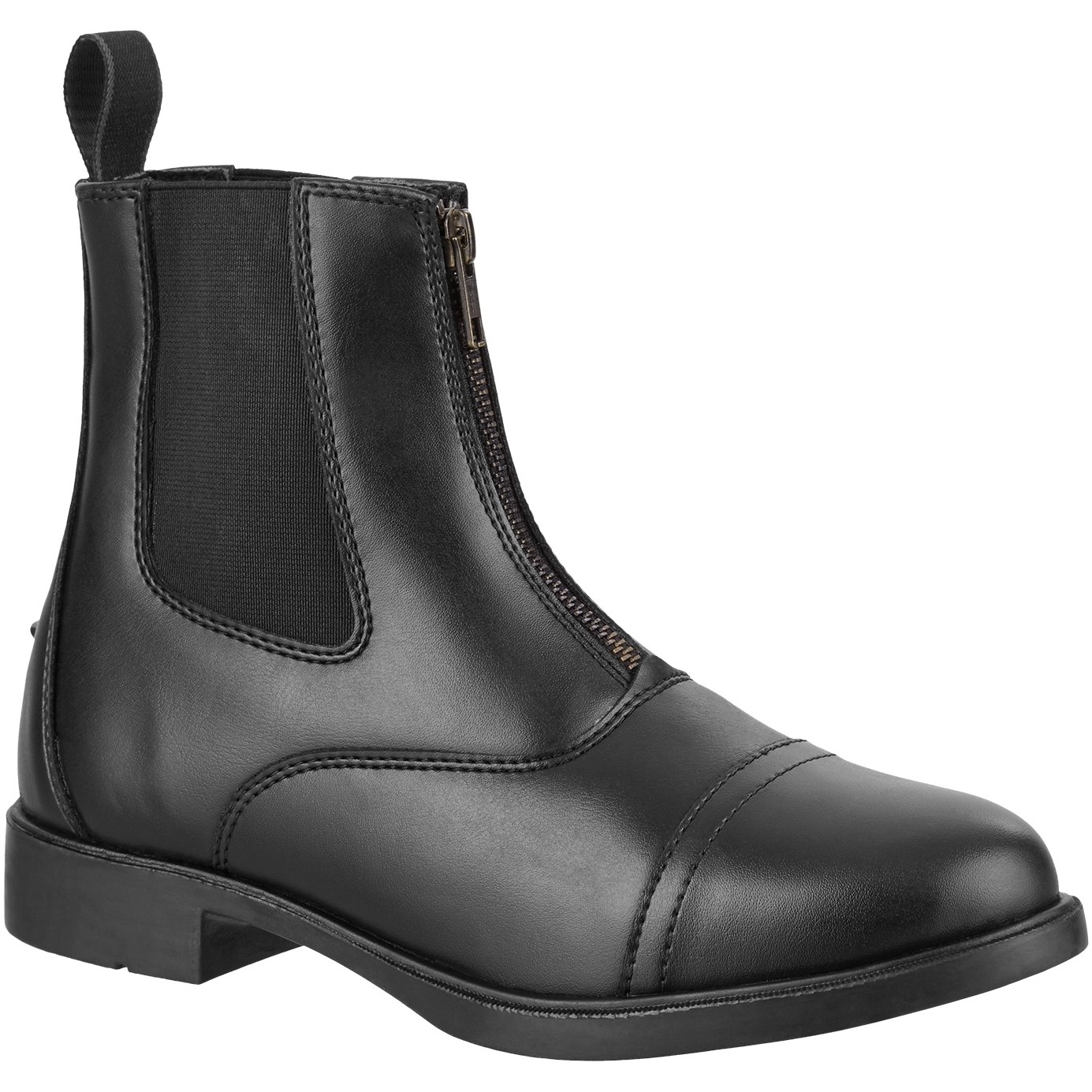 Reitstiefeletten Frontzip Kunstleder schwarz