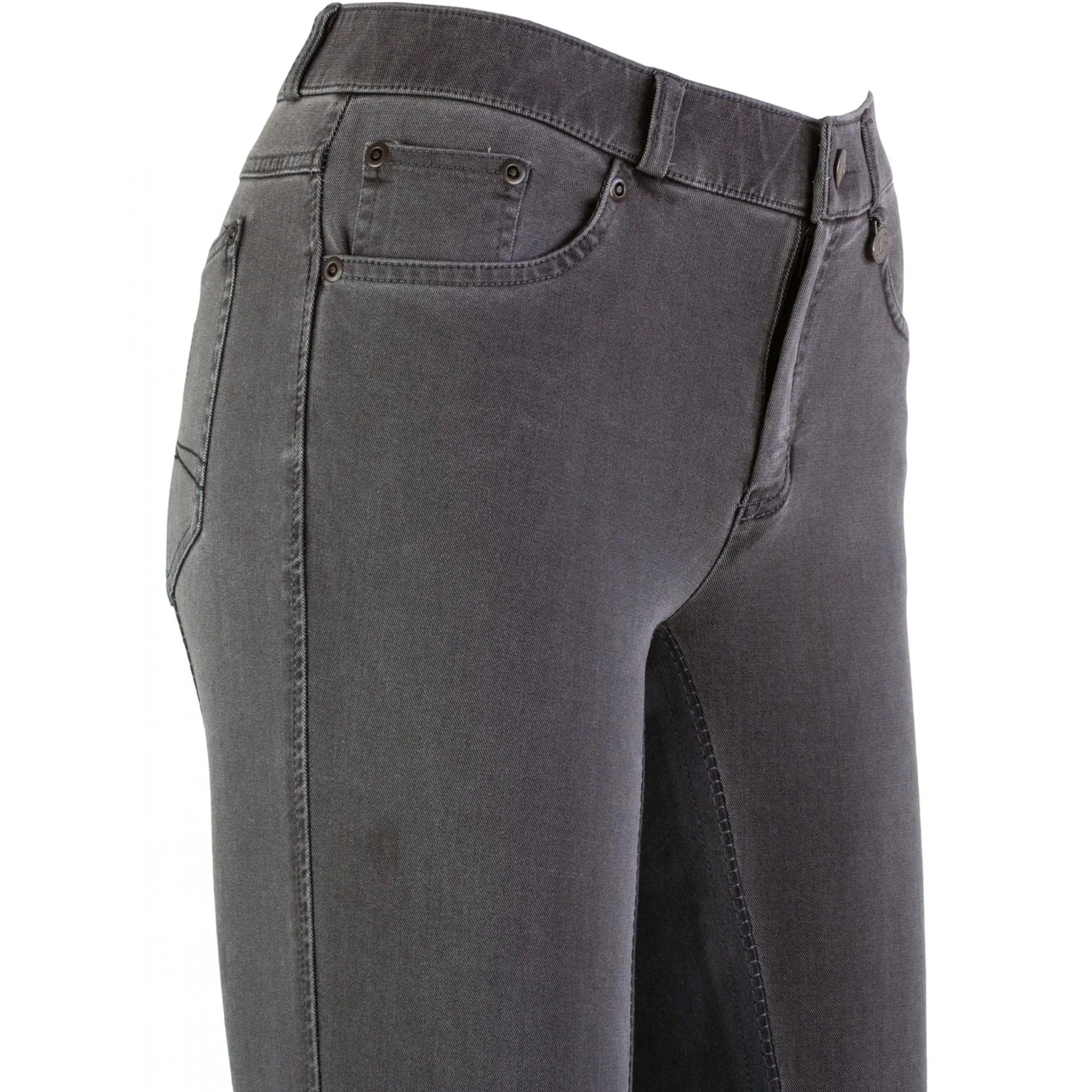 Damen Jodhpur Reithose Vollbesatz DINA Jeans hellgrau/asphalt 