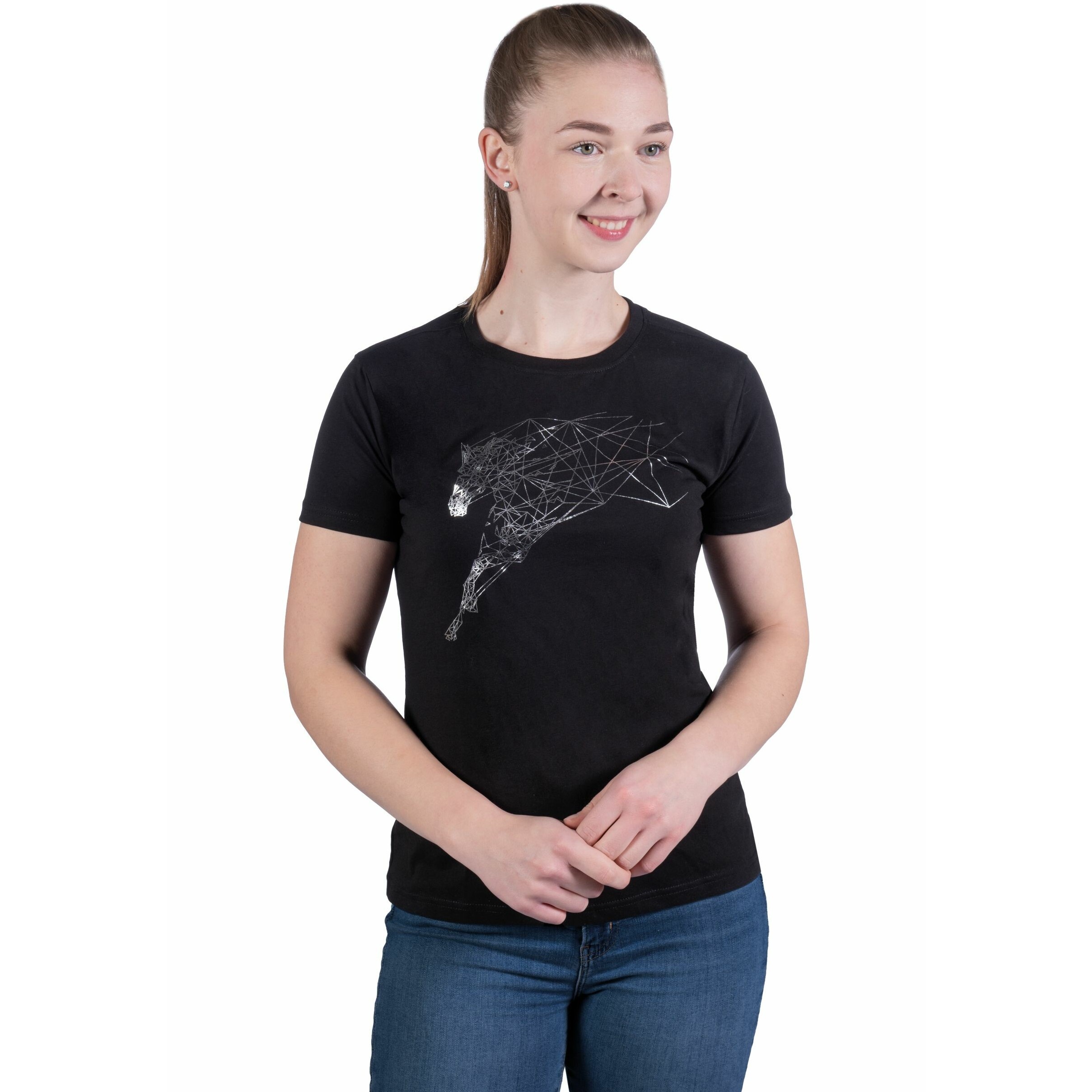 Damen T-Shirt GRAFIC HORSE schwarz