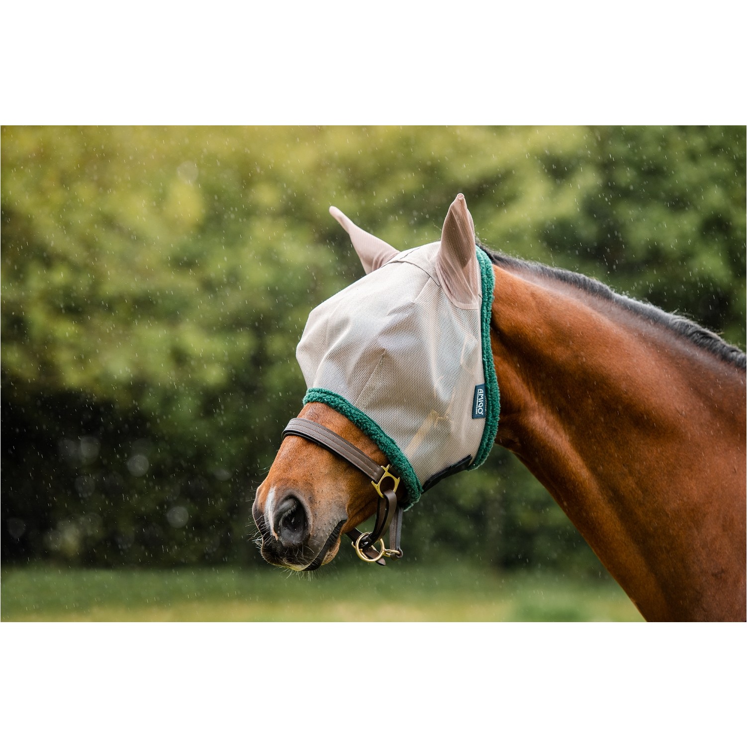 Fliegenmaske AMIGO Flymask oatmeal/green