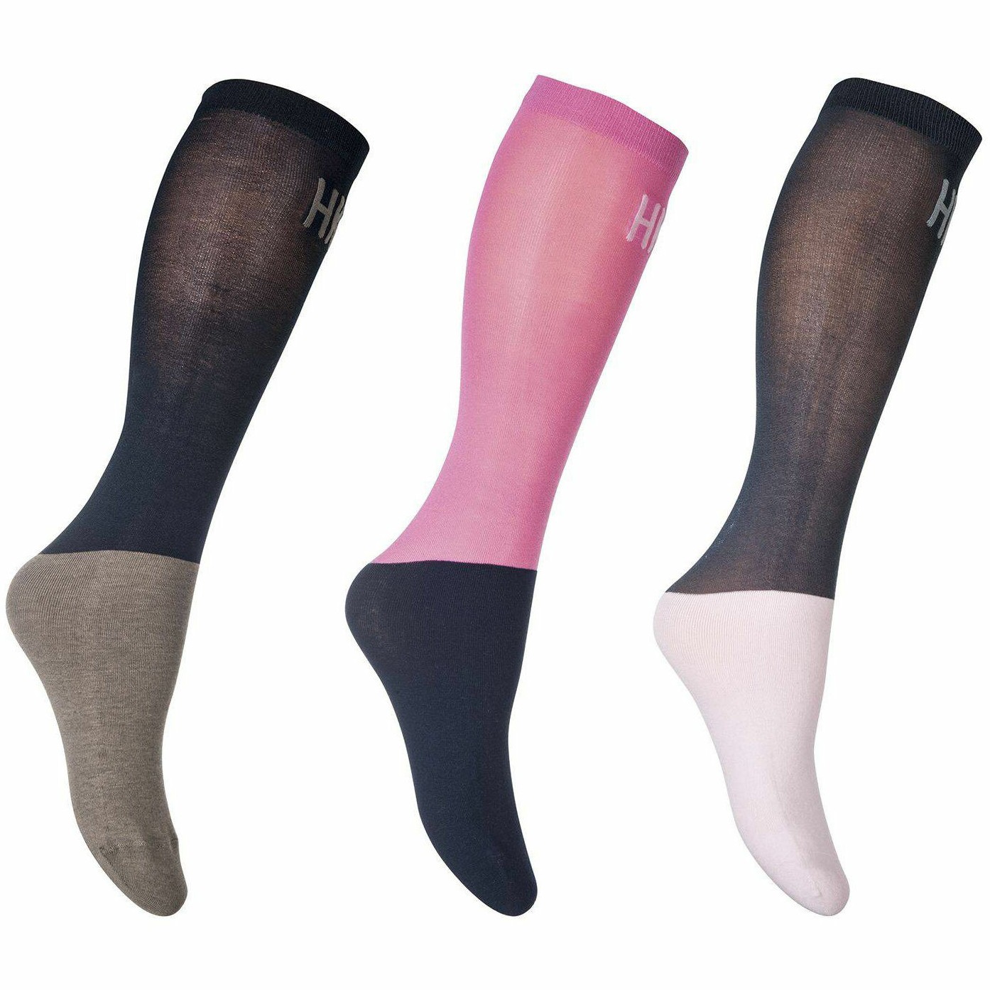 Reitsocken MICROCOTTON COLOUR (3er Set) pink/navy/grau