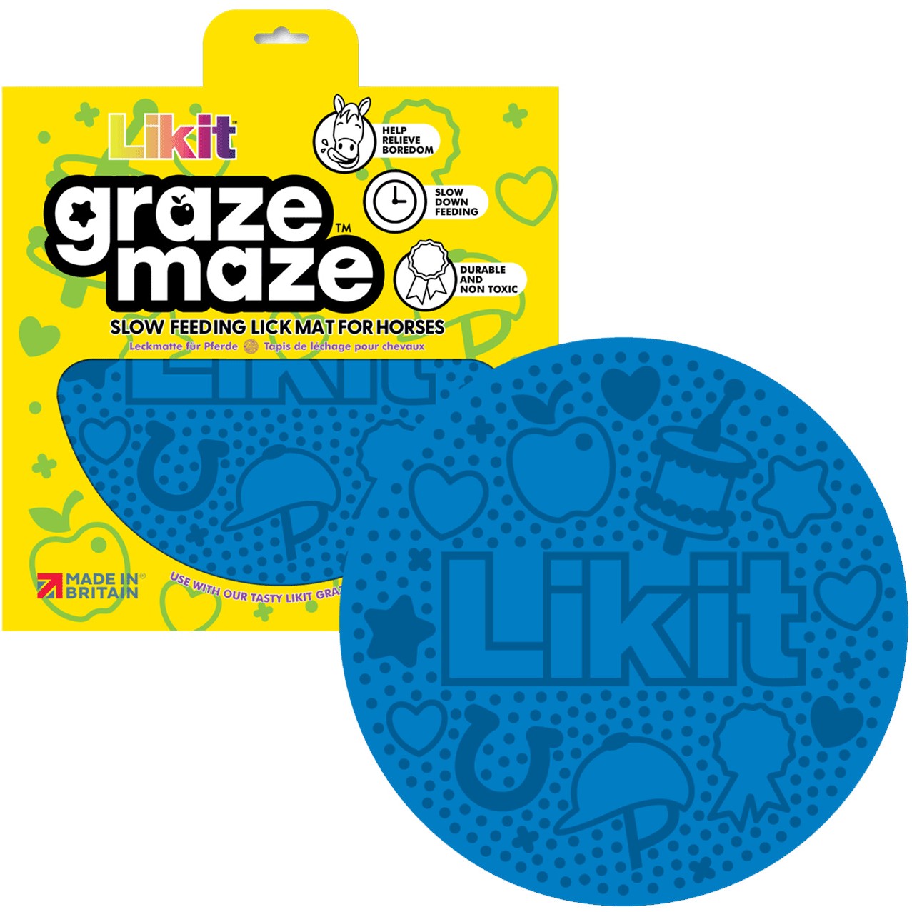 Leckmatte für Pferde GRAZE MAZE blau