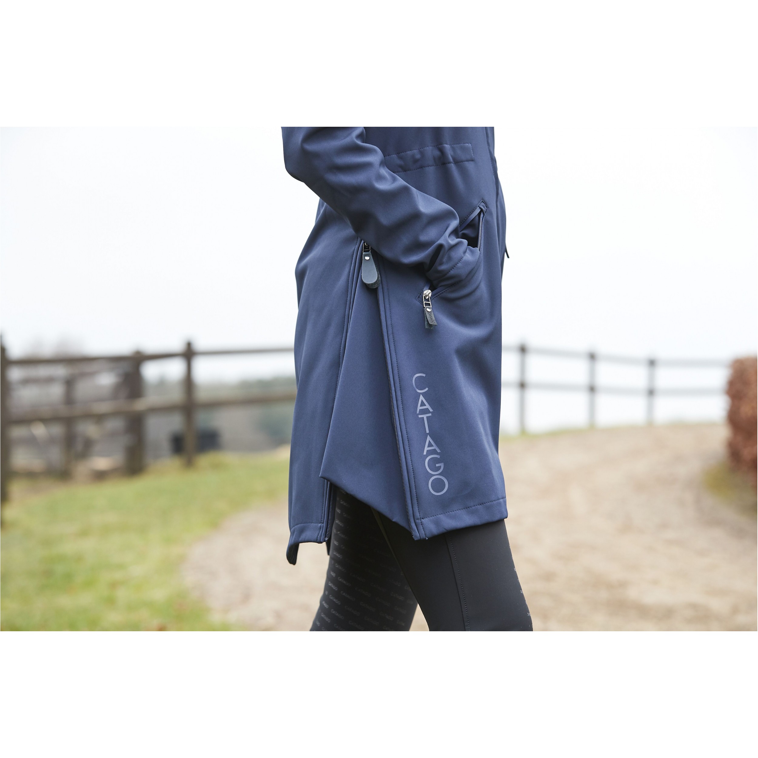 Damen Softshell-Reitjacke lang ABBY navy