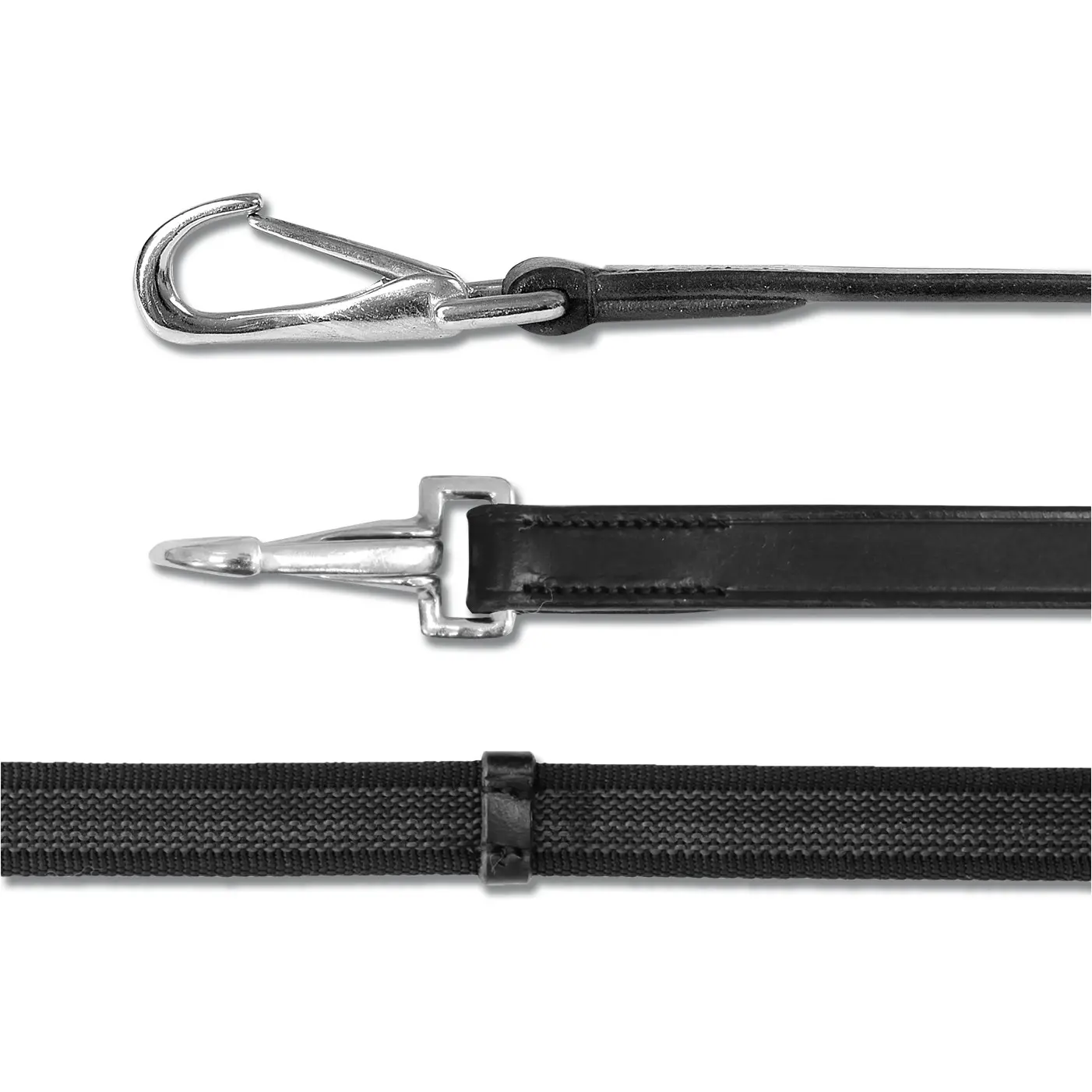 Zügel X-Line Anti Rutsch mit Karabiner schwarz