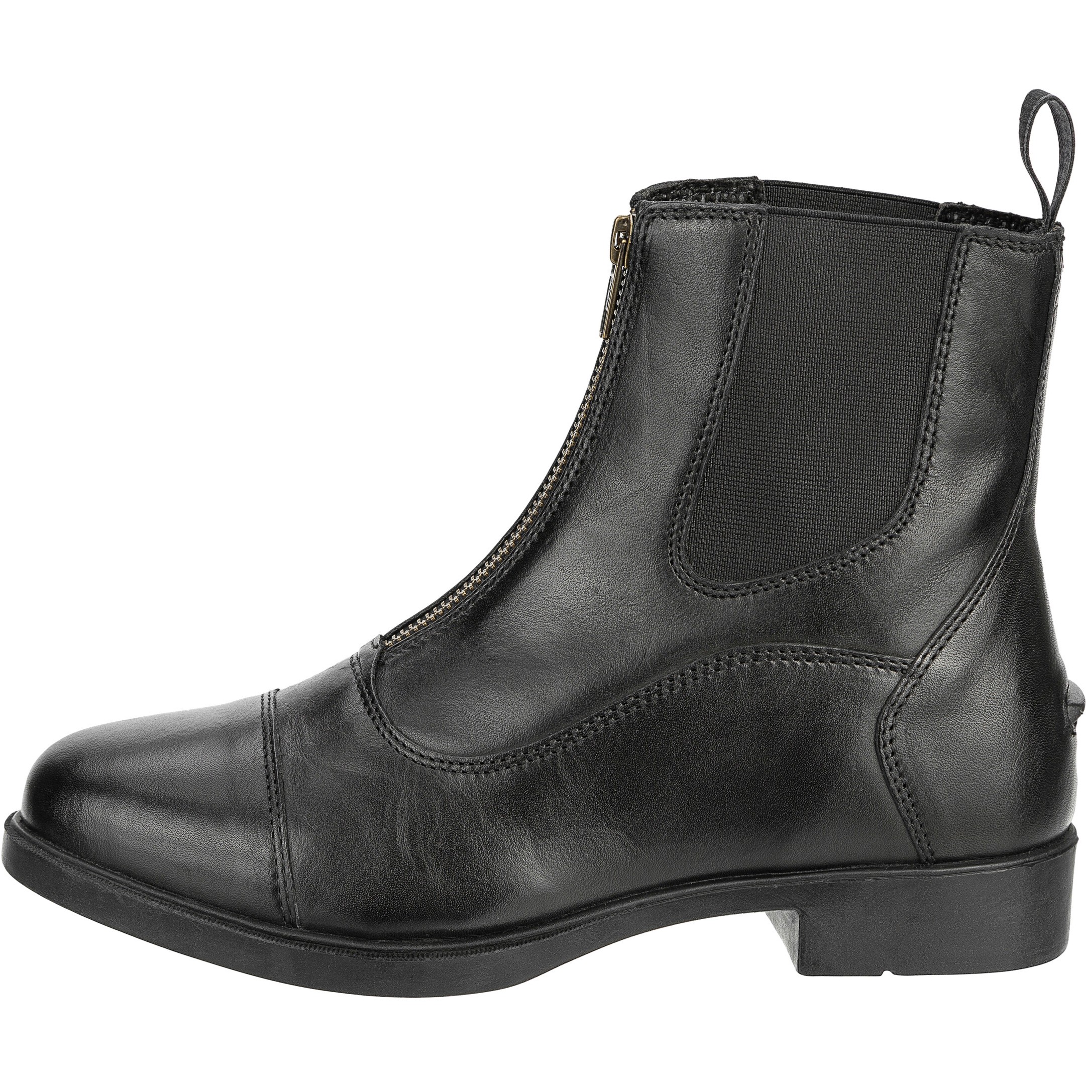 Reitstiefeletten Frontzip Echtleder schwarz