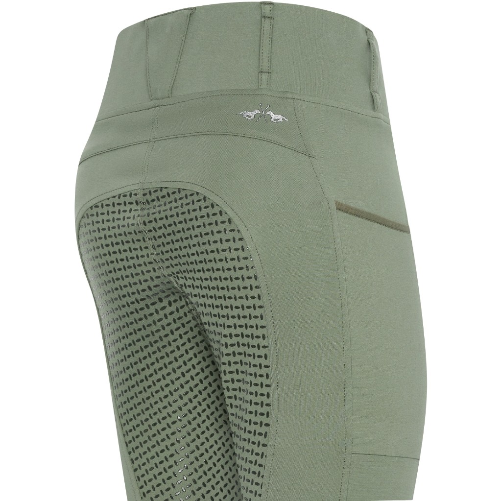 Damen Reitleggings Silikon Vollbesatz HVPLuci oil green