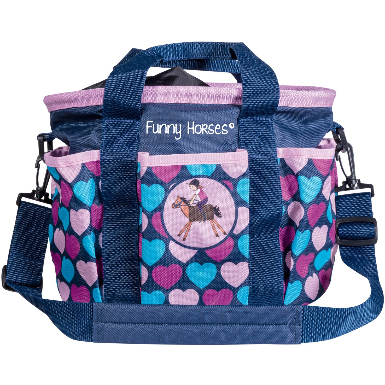 Kinder Putztasche FUNNY HORSES HEARTS dunkelblau