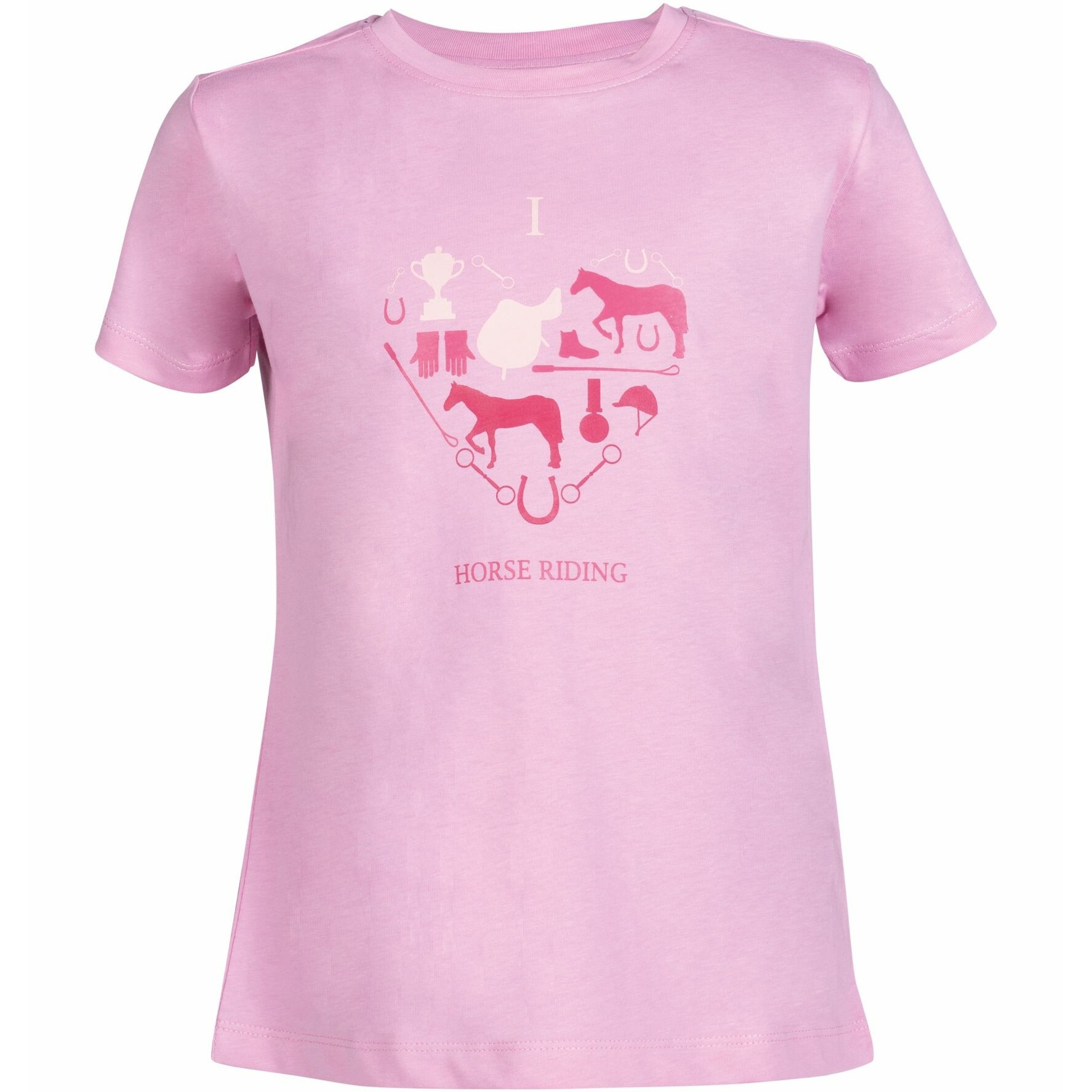 Kinder T-Shirt I LOVE HORSE RIDING rosa