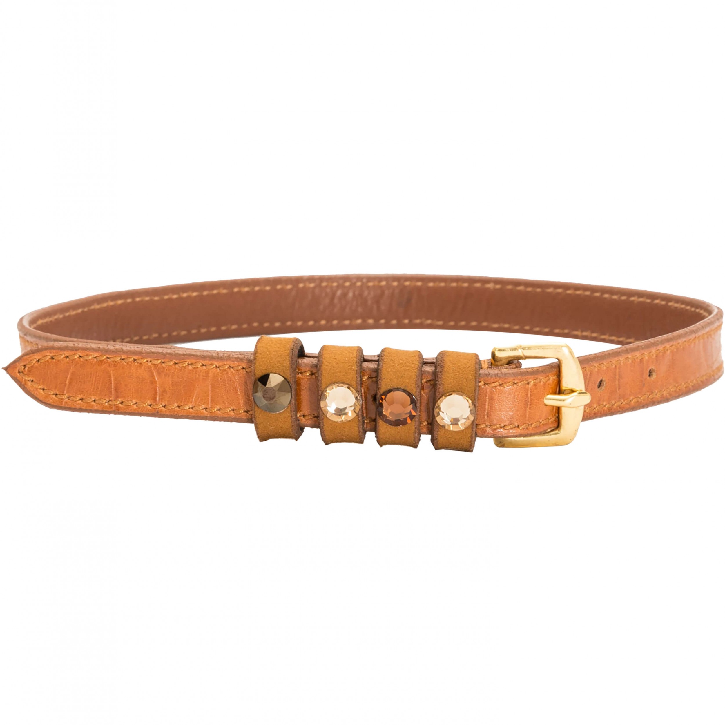 Damen Sporenriemen mit Strass IRHPardouz Leder braun/cognac