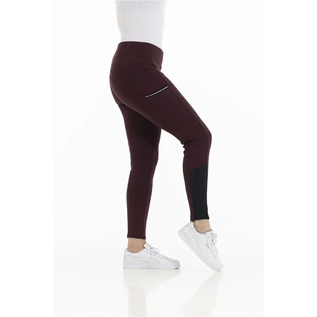 Sommer Damen Reitleggings Silikon Vollbesatz BRIGITTE Mesh bordeauxrot