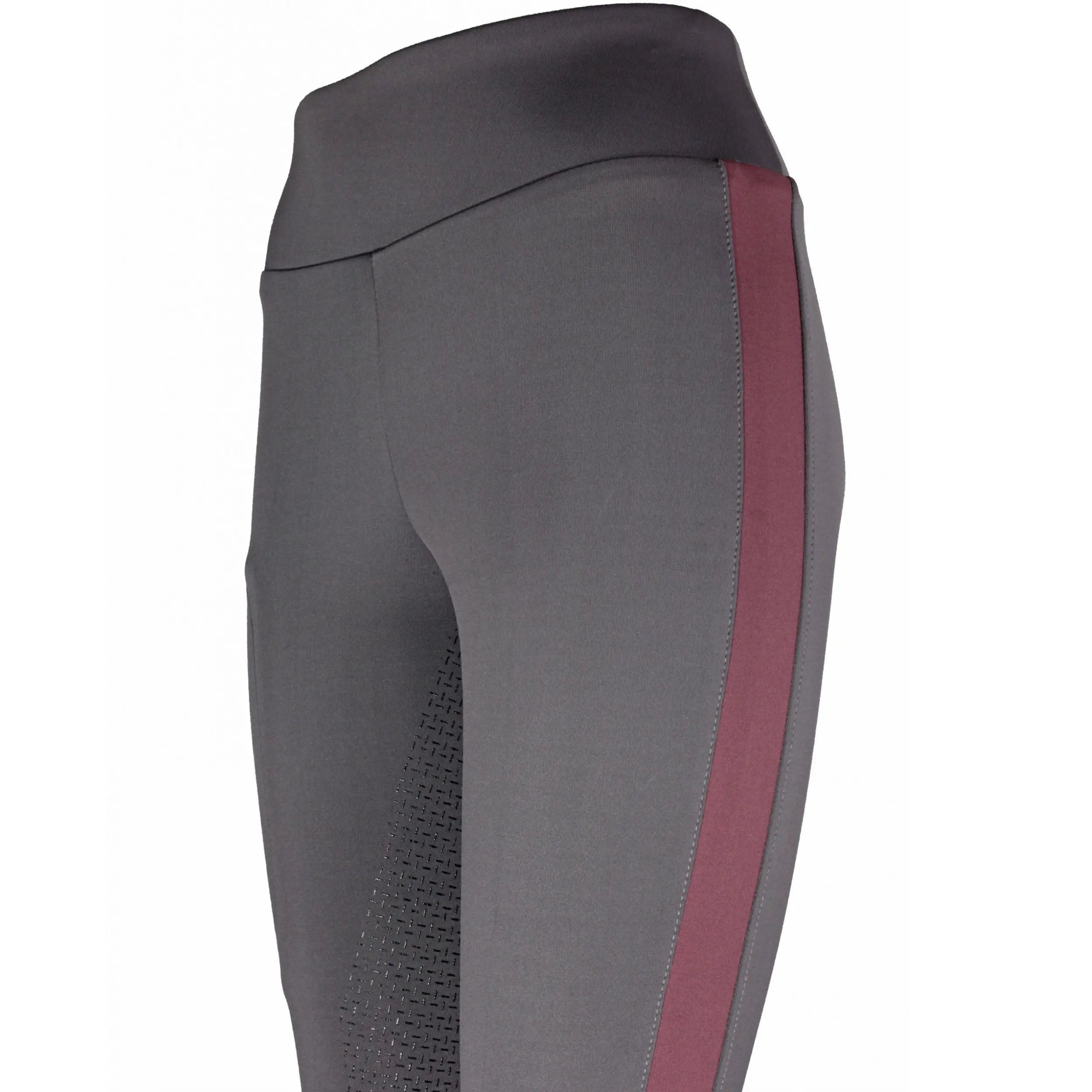 Damen Reitleggings Silikon Vollbesatz ODESSA schiefergrau/bordeaux