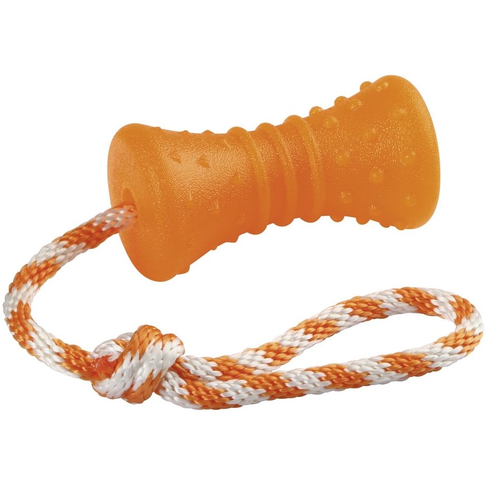 Hundespielzeug ToyFastic KNOCHEN AM SEIL orange 30cm 