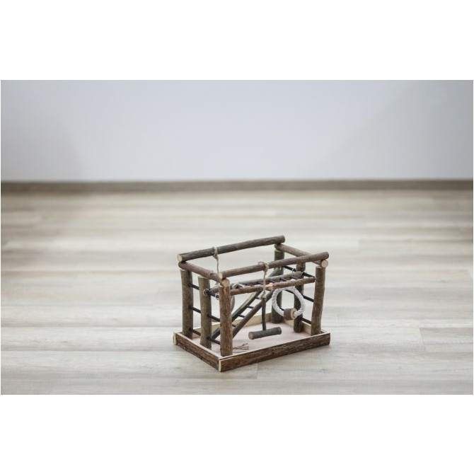 Vogelspielplatz aus Naturholz und Baumwolle 35x25x25cm