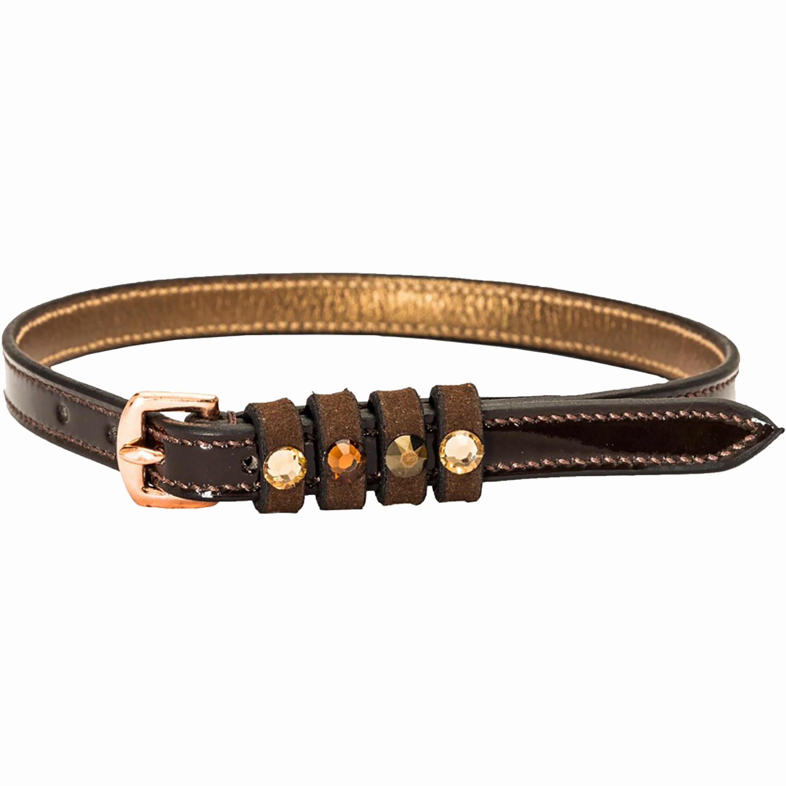 Damen Sporenriemen mit Strass IRHPardouz Leder braun/bronze