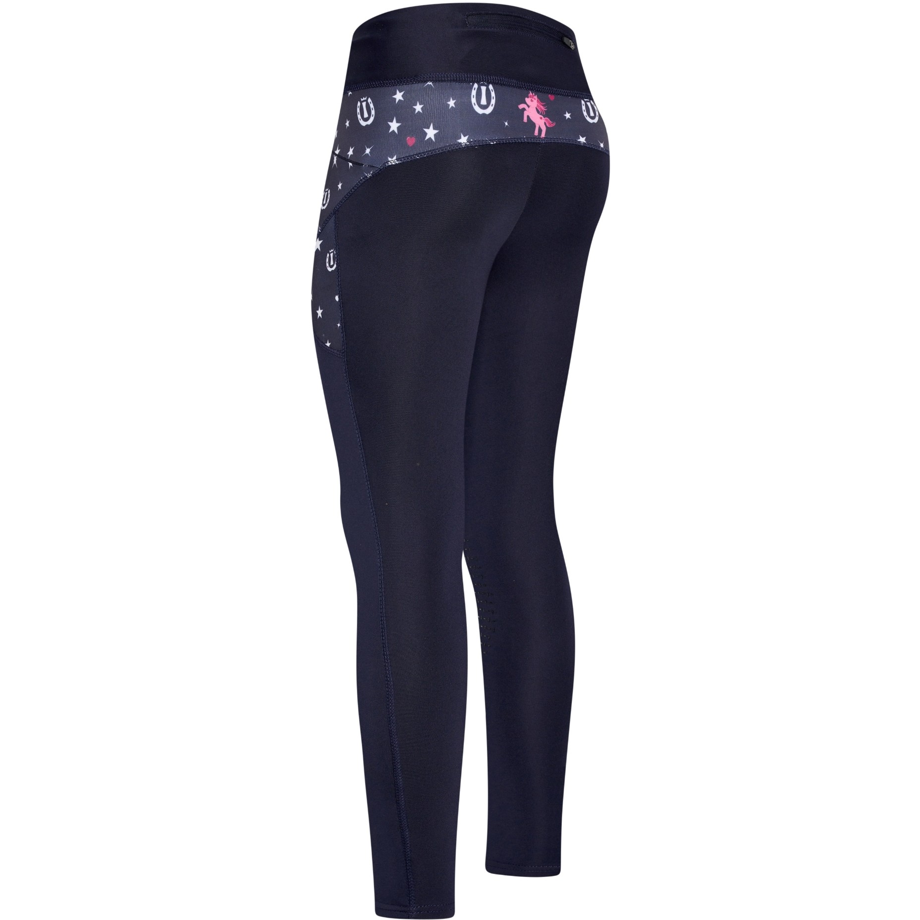 Kinder Reitleggings Silikon Kniebesatz IRHUnicorn Solid navy