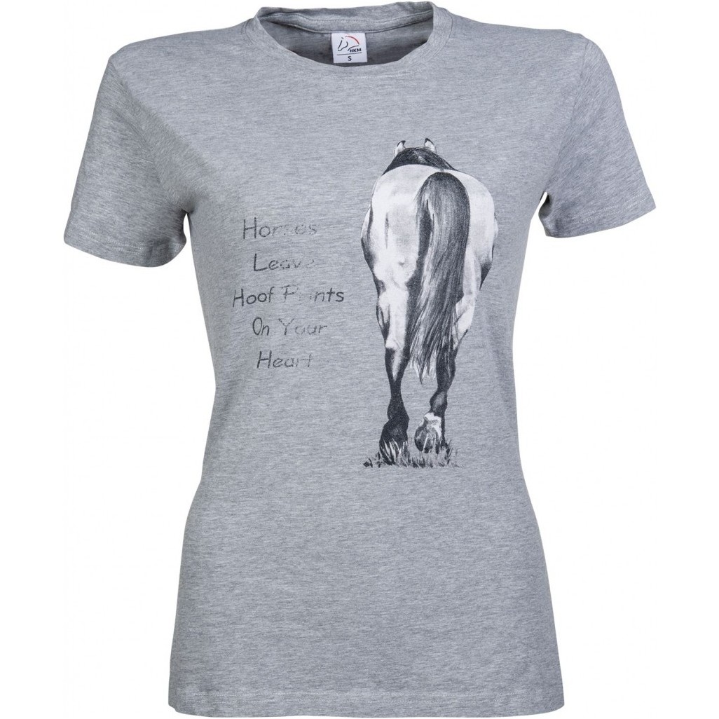 Damen T-Shirt HORSES LEAVE HOOFPRINTS hellgrau melange