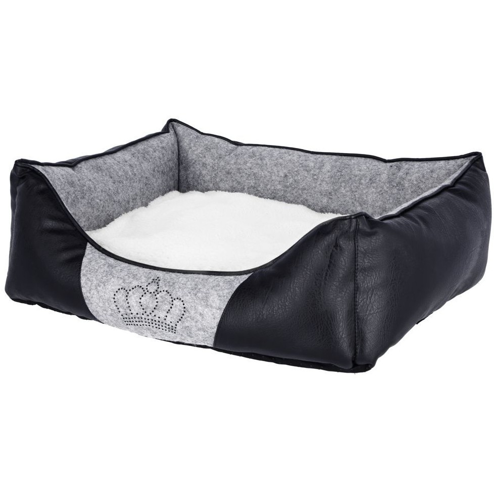 Kuschelbett mit Strasskrone CHIARA grau/schwarz