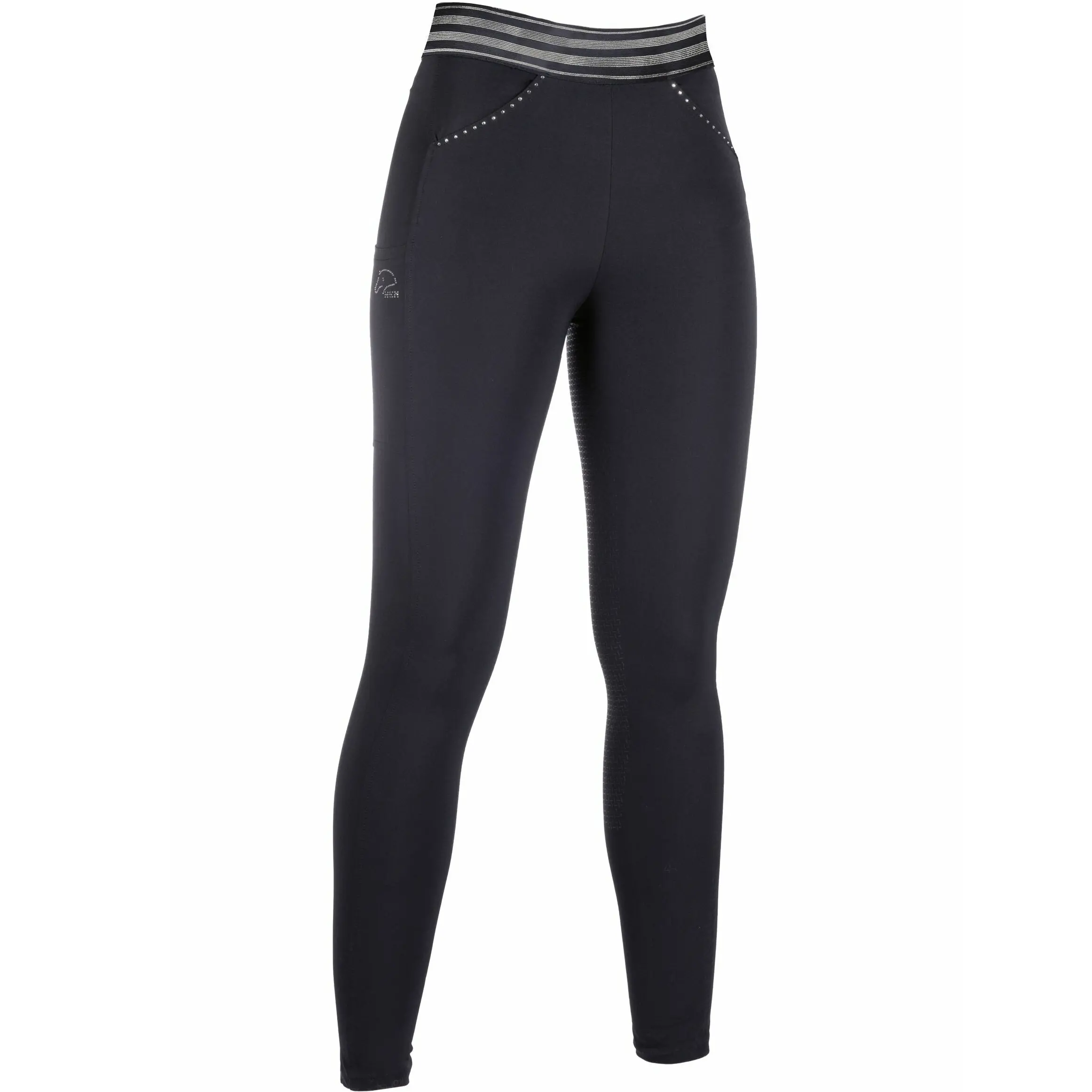 Damen Reitleggings Silikon Vollbesatz PULL ON schwarz