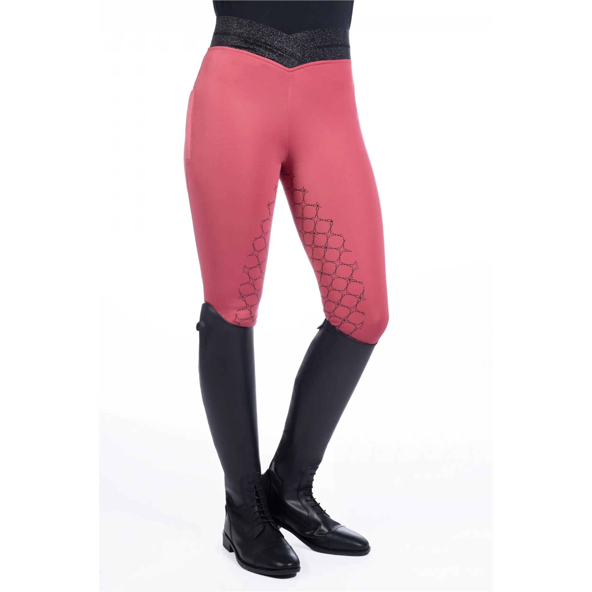 Kinder Reitleggings Silikon Vollbesatz RUBY rostrot