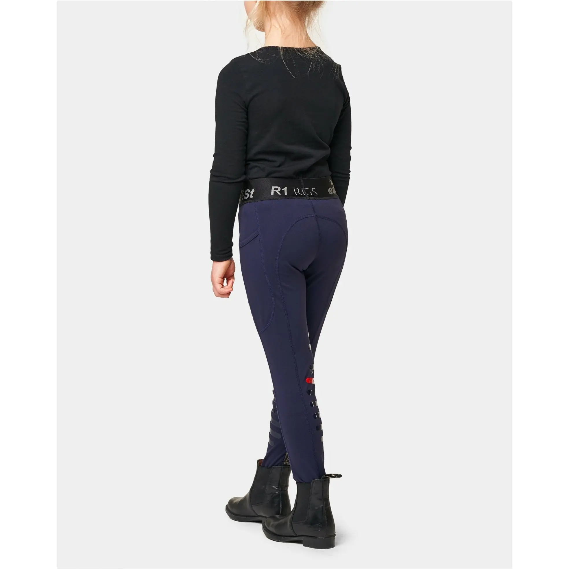 Kinder Reitleggings Silikon Halbbesatz REGGINGS R1 midnight blue