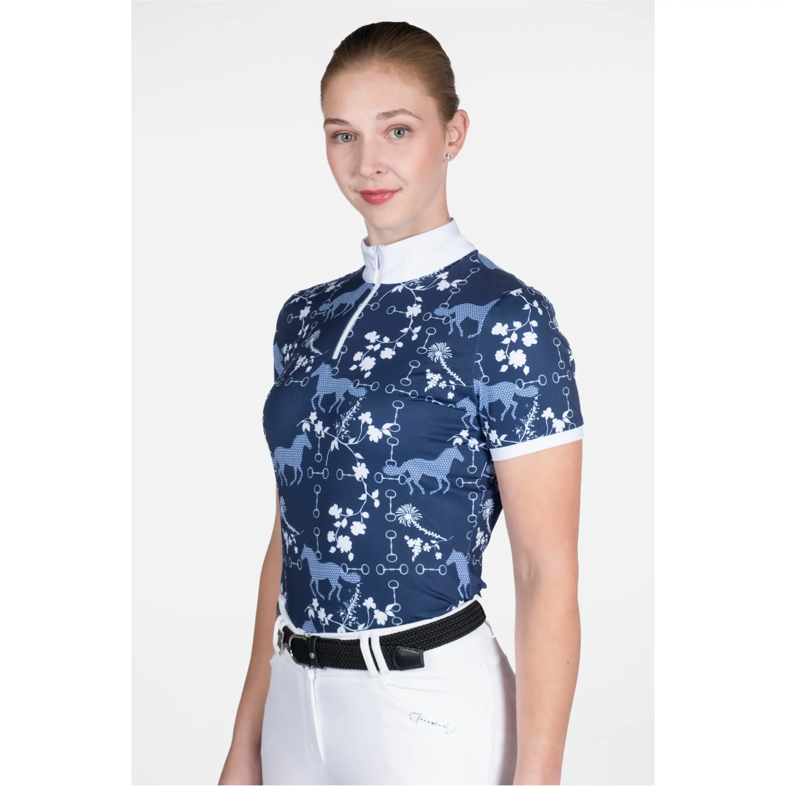 Damen Funktionsshirt Kurzarm BLOOMSBURY dunkelblau/weiß