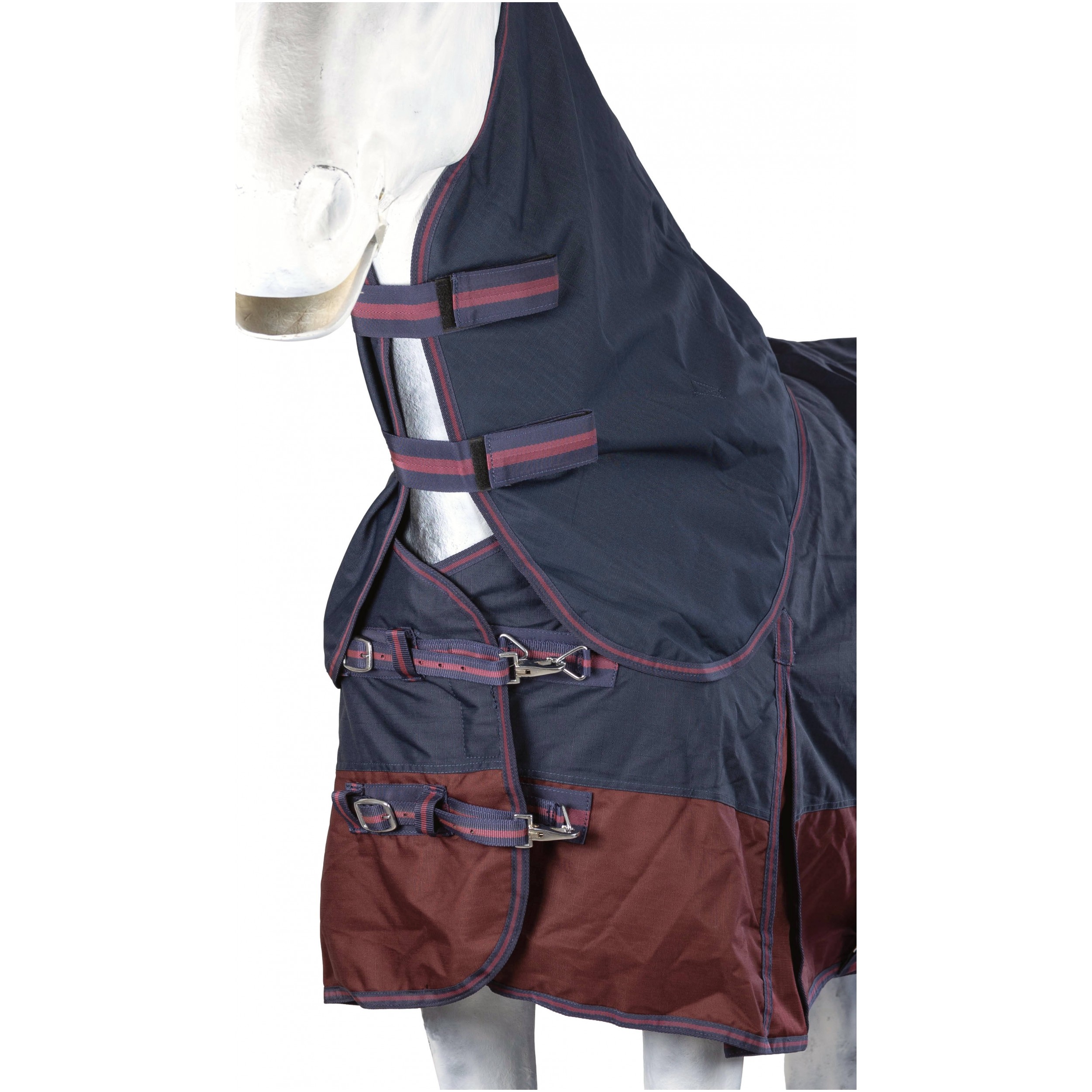 Weidedecke Full Neck Polarfleece 600D BASICLINE marine/kastanie - Posten