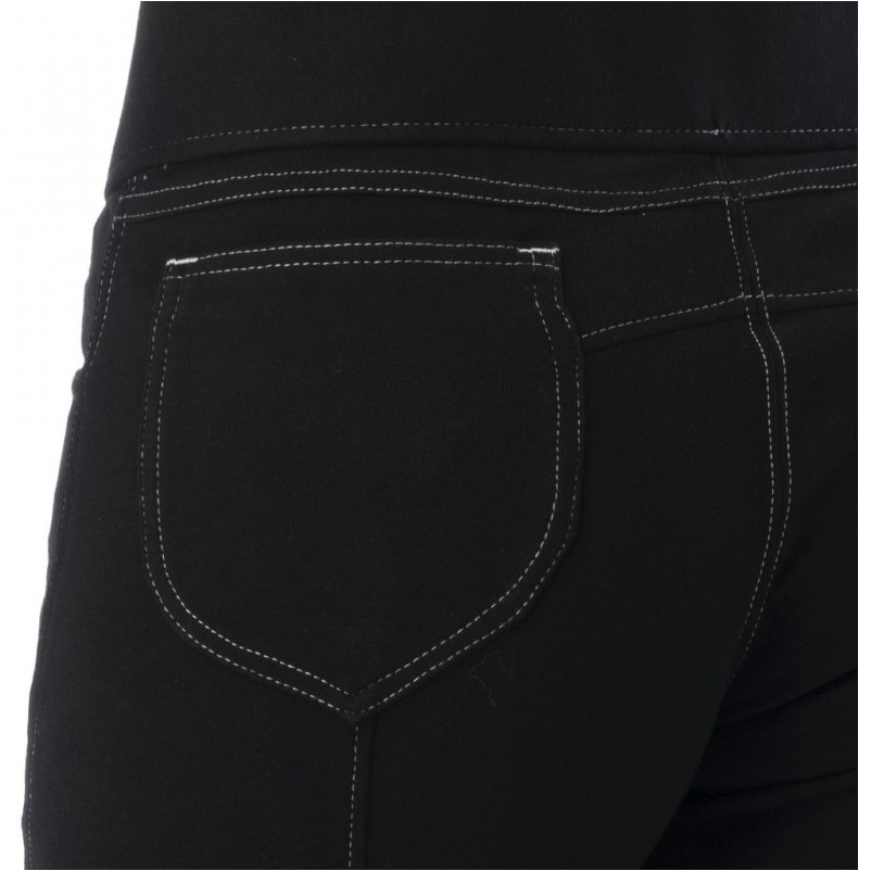 Damen Reithose Kniebesatz PULL-ON schwarz/weiß