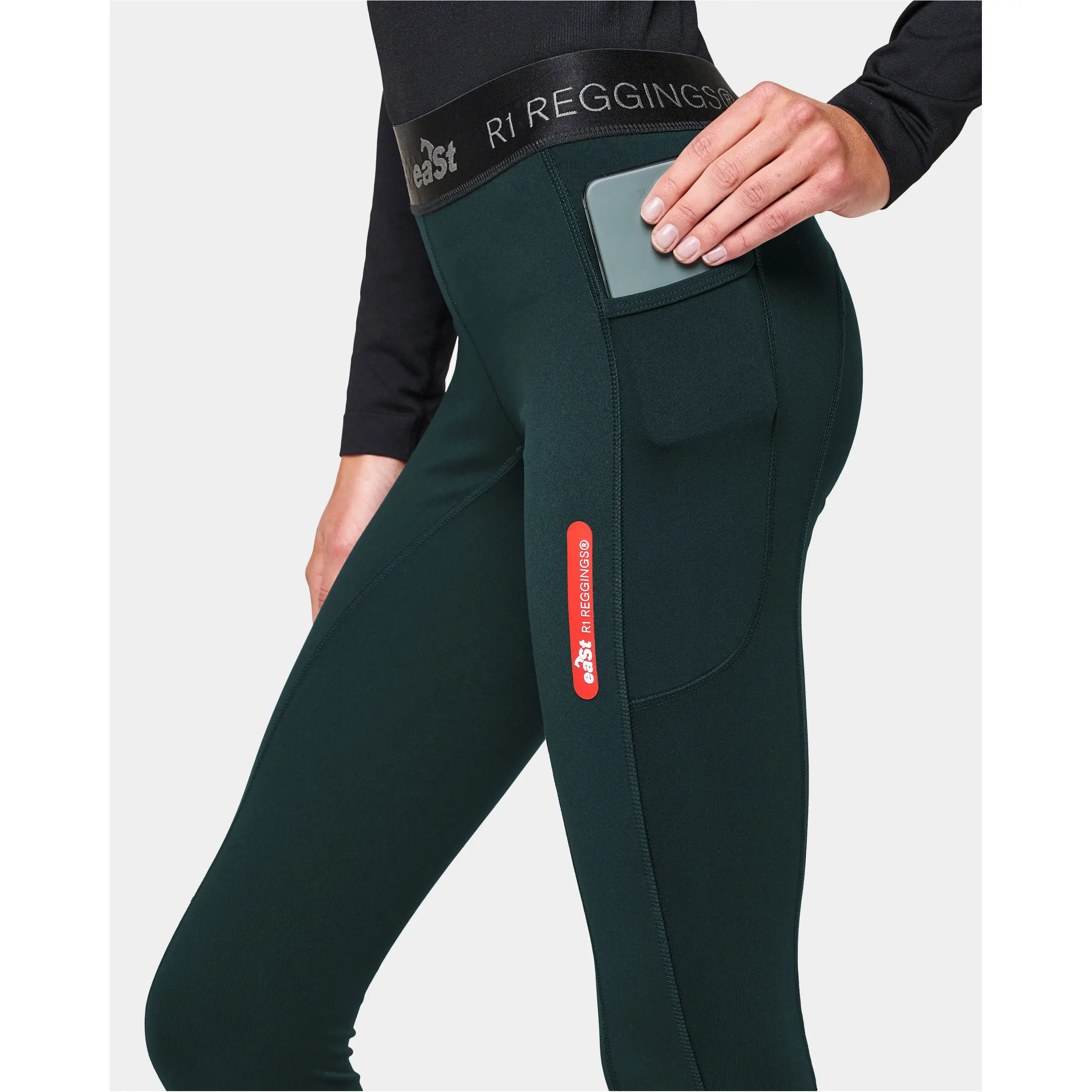 Damen Reitleggings ohne Besatz REGGINGS R1 Leisure dark emerald