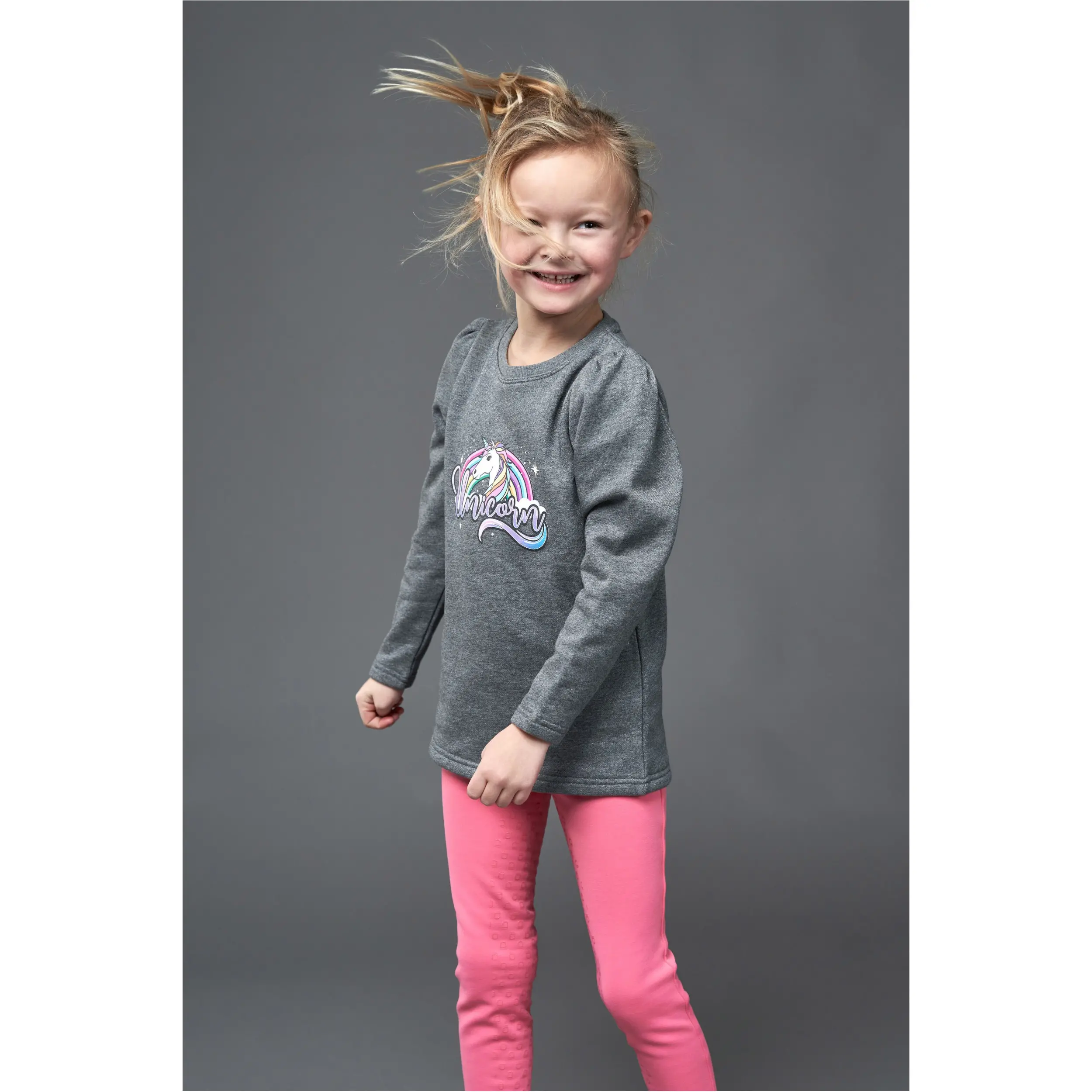 Kinder T-Shirt Langarm LINDA dunkelgrau melange