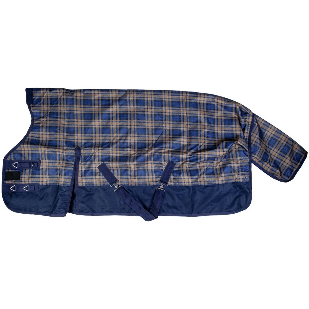 Winterdecke High Neck 100g Füllung 1200D MILWAUKEE KARO navy/braun karo