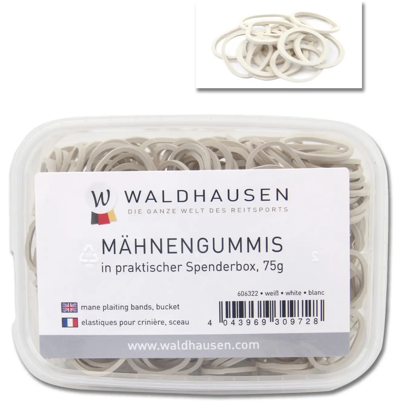 Mähnengummis in Spenderbox weiß