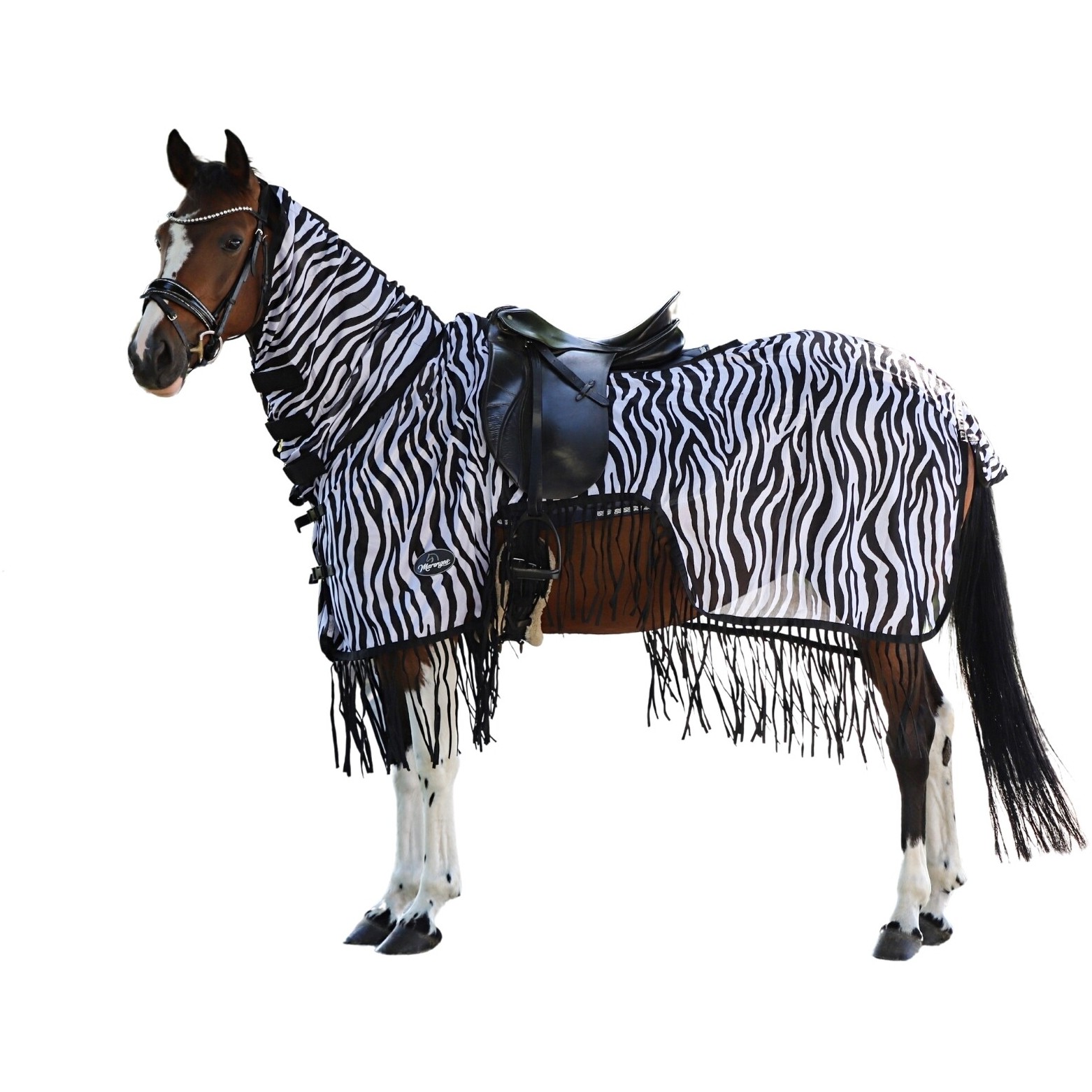 Fliegenausreitdecke mit Fransen ZEBRA schwarz/weiß