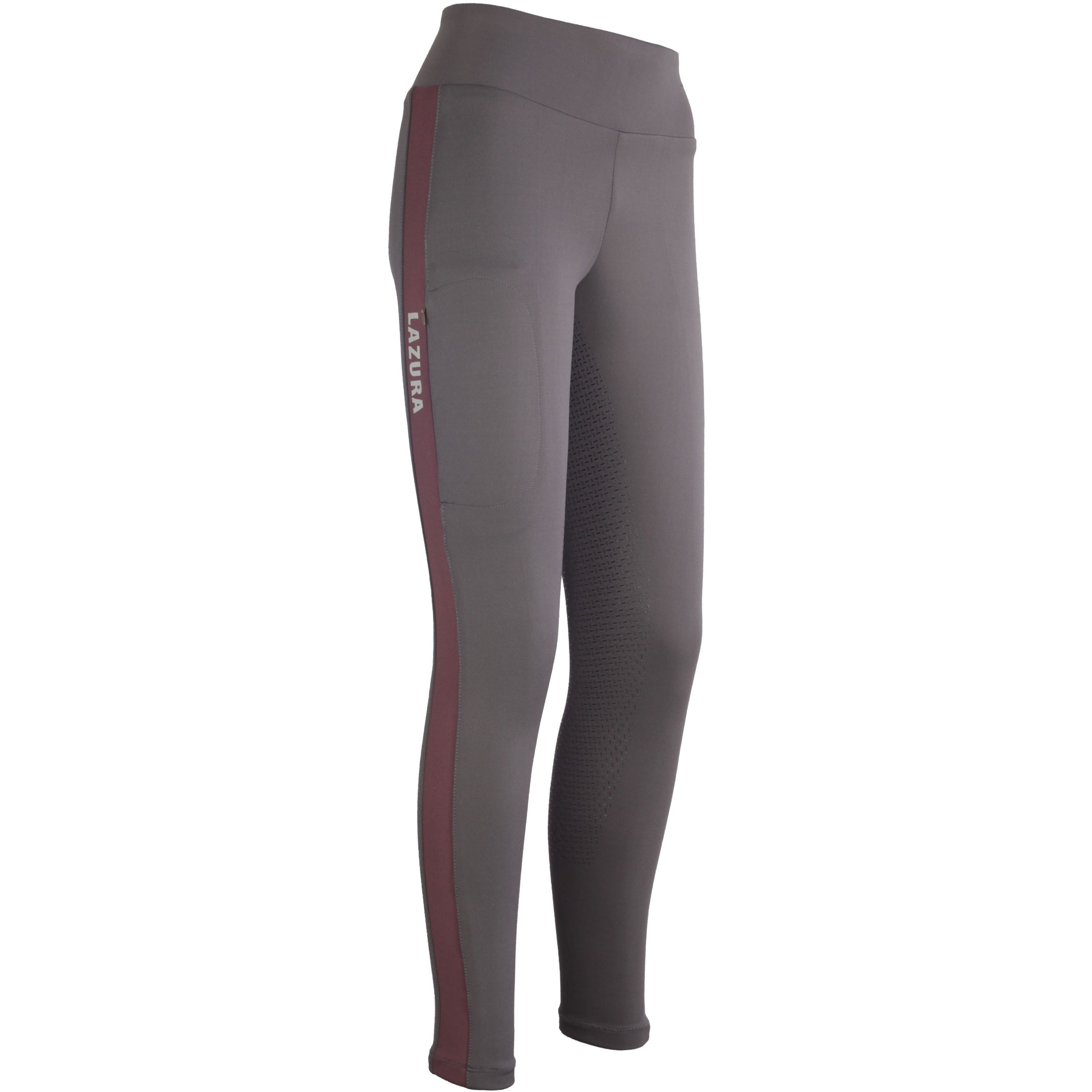 Damen Reitleggings Silikon Vollbesatz ODESSA schiefergrau/bordeaux