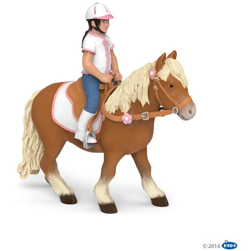 Shetlandpony mit Sattel braun