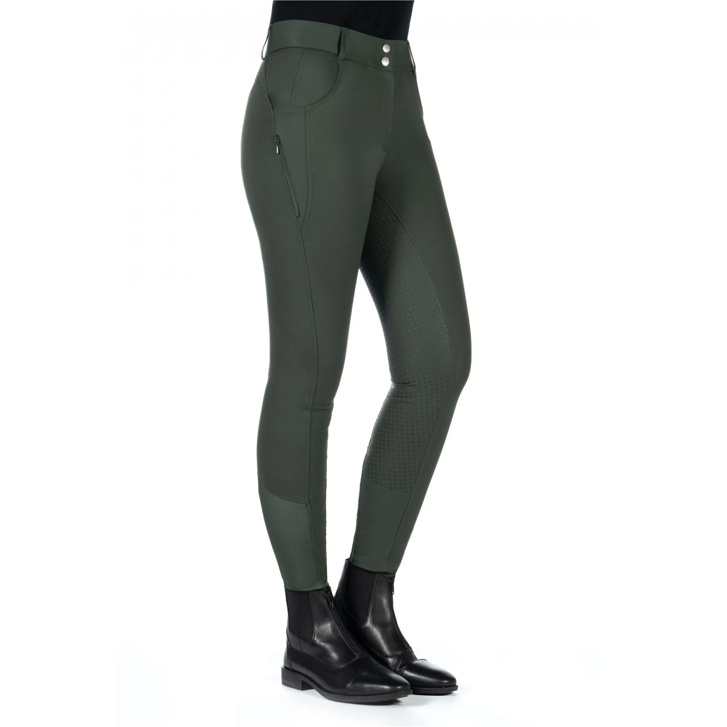 Damen Reithose Silikon Vollbesatz ARI MID RISE olivgrün