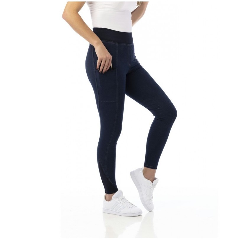 Damen Reitleggings Silikon Kniebesatz LOLA marineblau