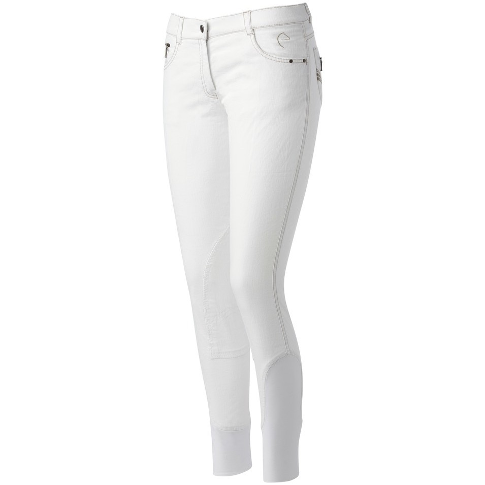 Damen Reithose Kniebesatz TEXAS Jeans weiß