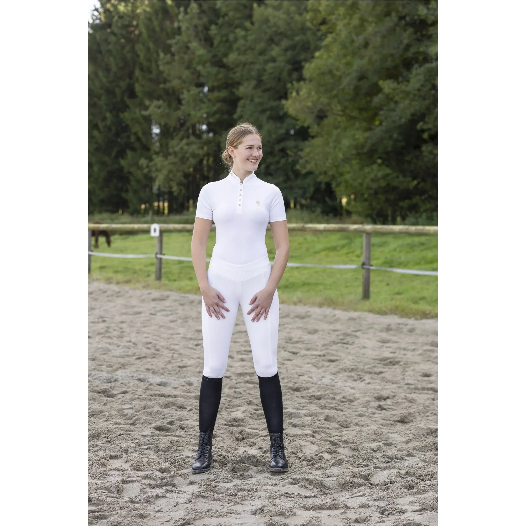 Damen Reitleggings Silikon Vollbesatz CLASSIC STAR weiß