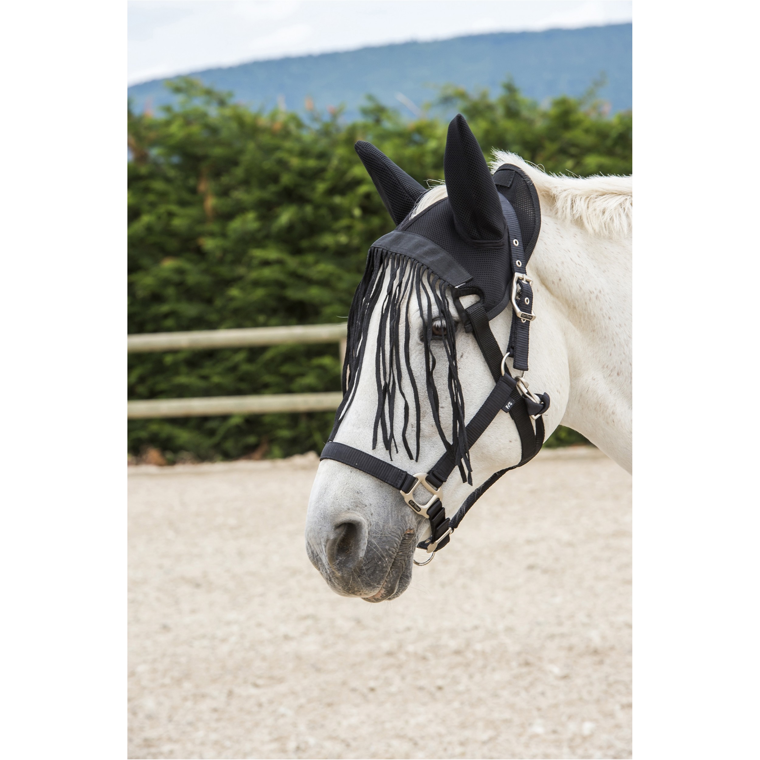 Fliegenfransen mit Netzhaube schwarz Warmblut