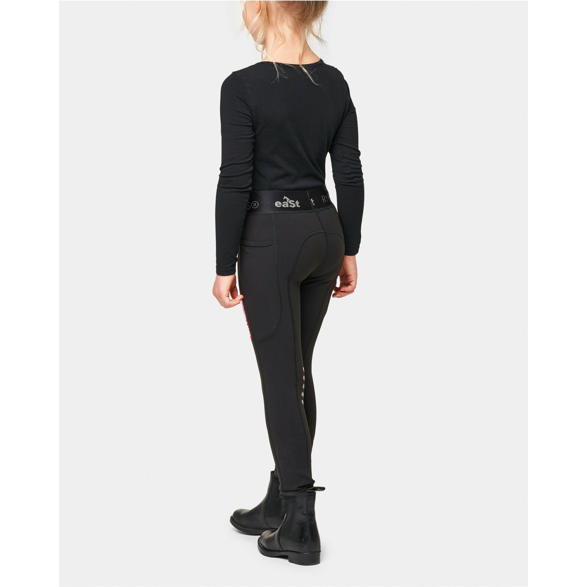 Kinder Reitleggings Silikon Halbbesatz REGGINGS R1 schwarz