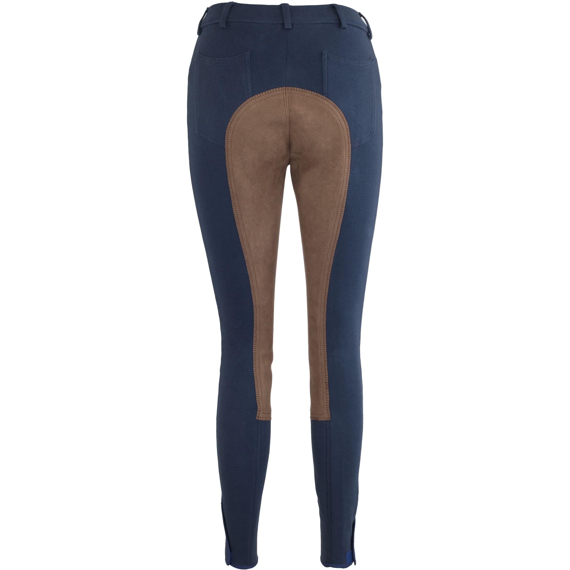 Damen Reithose Vollbesatz BASICLINE dunkelblau/hellbraun